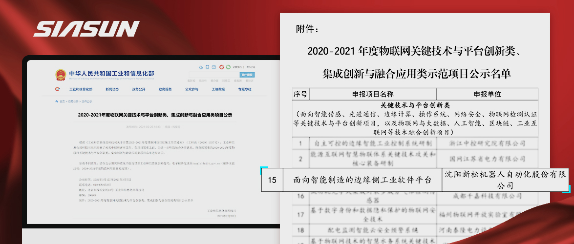 kaiyun开云官方网站入选工信部《2020-2021年度物联网关键技术与平台创新类、集成创新与融合应用类项目》名单